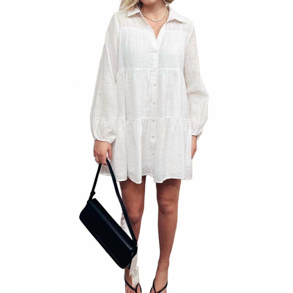 NEW DELUC gomera mini shirt dress in white